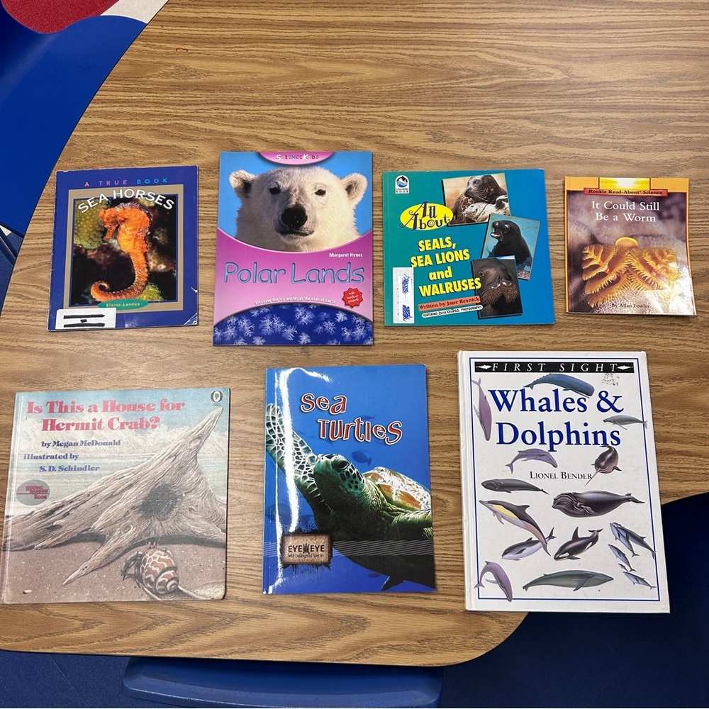 Set of Seven Children's Ocean & Arctic Nonfiction Books - Blue Covers